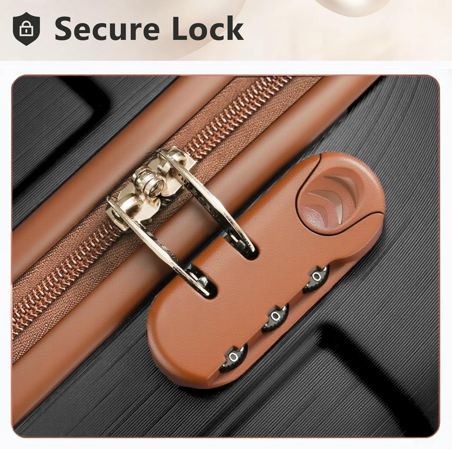 Merax Luggage Sets 3 Piece Hardshell 8 Spinner Wheels Lightweight Suitcase Corner Guards Travel Luggage (Black brown 20IN 24IN 28IN)