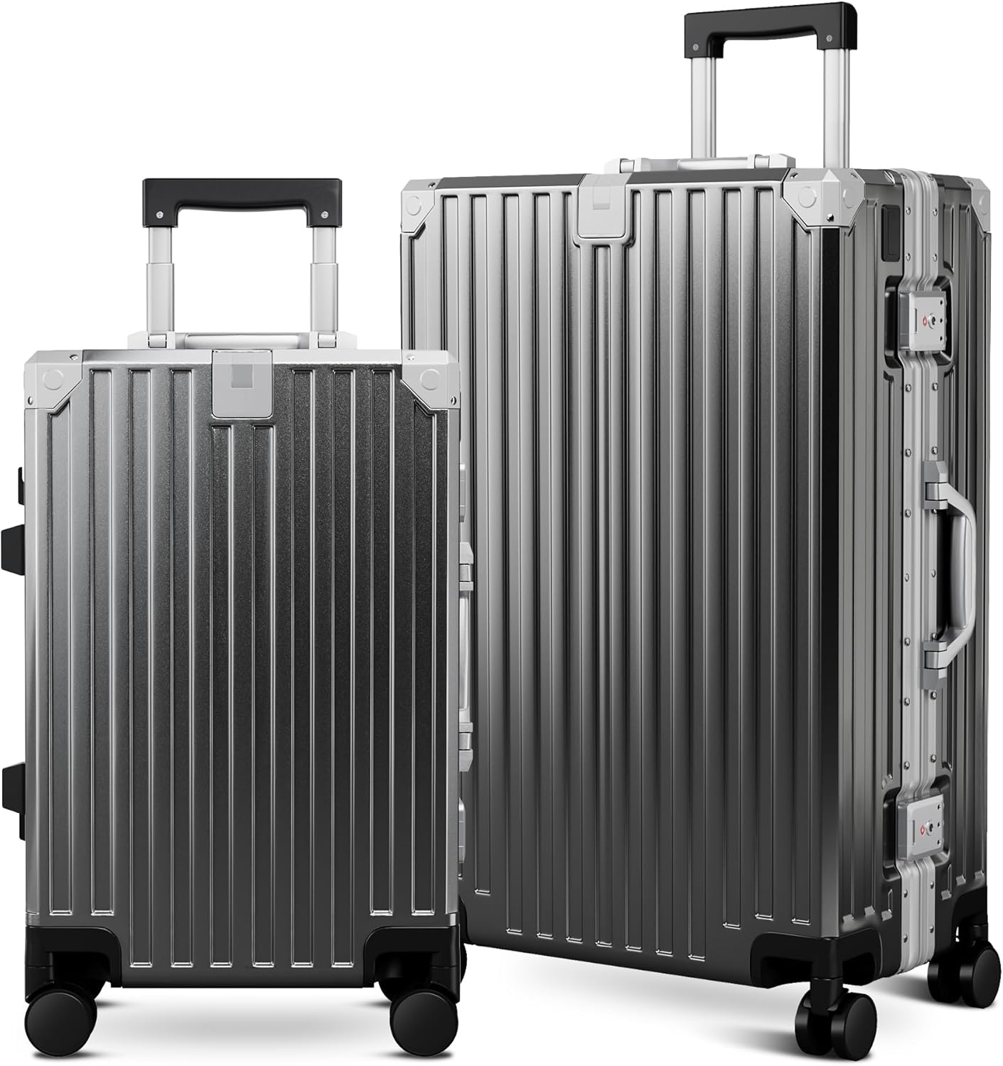 ALPHA CAMP 2 Piece Luggage Sets With Dual Layer Aluminum Frame, TSA Locks, 3-Layer PC 20" Carry-on 24" Checked Lightweight Hardside Zipperless Suitcase Sets, Type-C USB Charging Port, Cup Holder