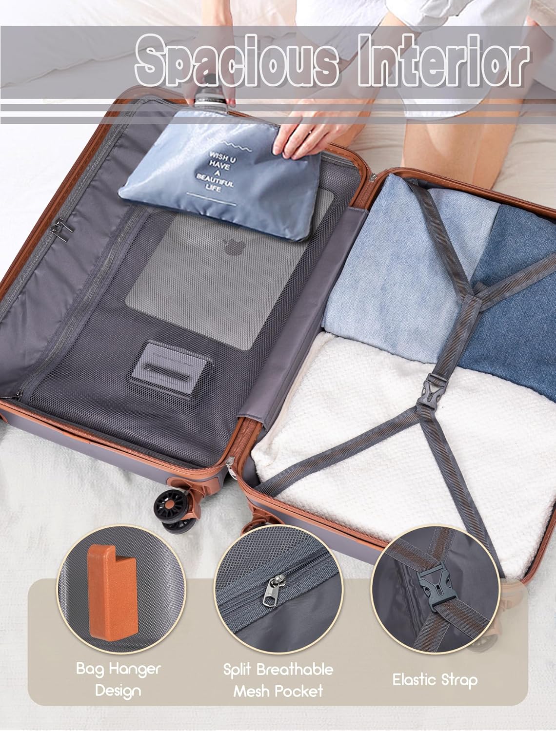 Luggage Sets 5 Piece, Suitcases with Wheels, Hardshell Suitcase Set, ABS Carry on Luggage Set with TSA Lock, Travel Luggage