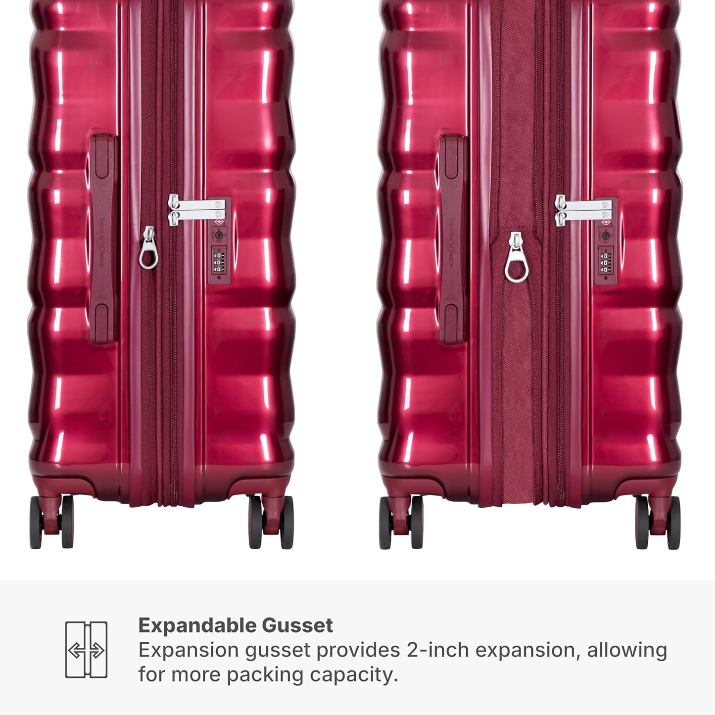 Traveler's Choice Edinburgh II Hardside Spinner Luggage with TSA Lock, Red, 29" Large