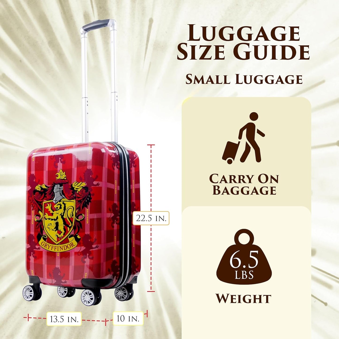 FUL Harry Potter 22 Inch Carry On Luggage, Hardshell Rolling Suitcase with Spinner Wheels, Gryffindor