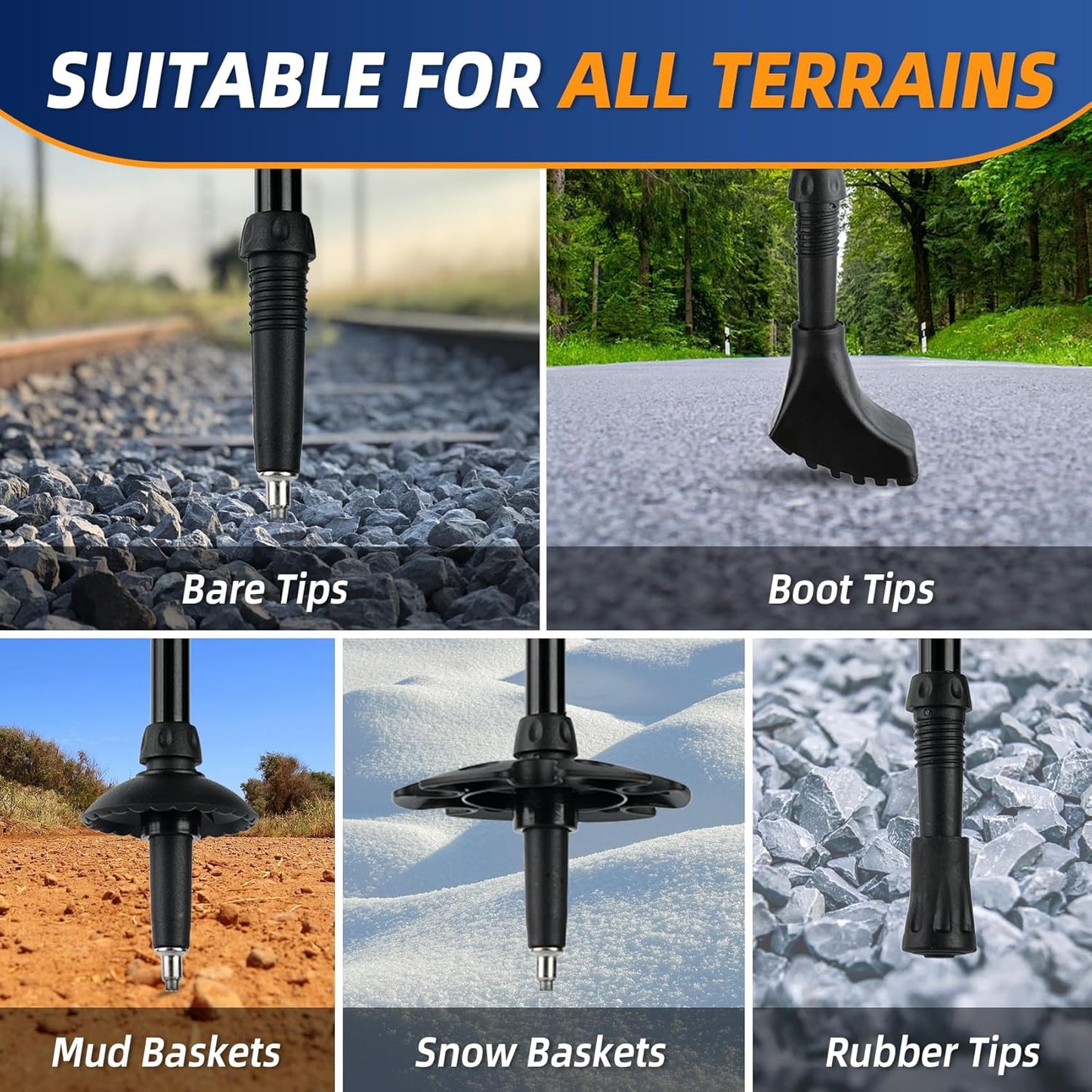 Lightweight Collapsible Trekking Poles for Hiking – 2 Pack Adjustable Hiking Poles, Aluminum Walking Sticks for Skiing, Nordic Walking, Retractable Walking Sticks for Seniors, Women, Men