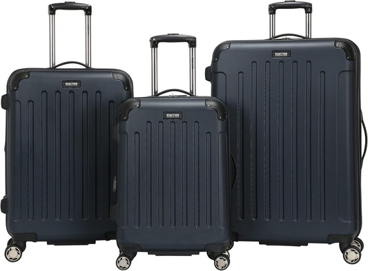 Kenneth Cole REACTION Renegade Luggage Expandable 8-Wheel Spinner Lightweight Hardside Suitcase, Navy Blue, 3-Piece Set (20"/24"/28")