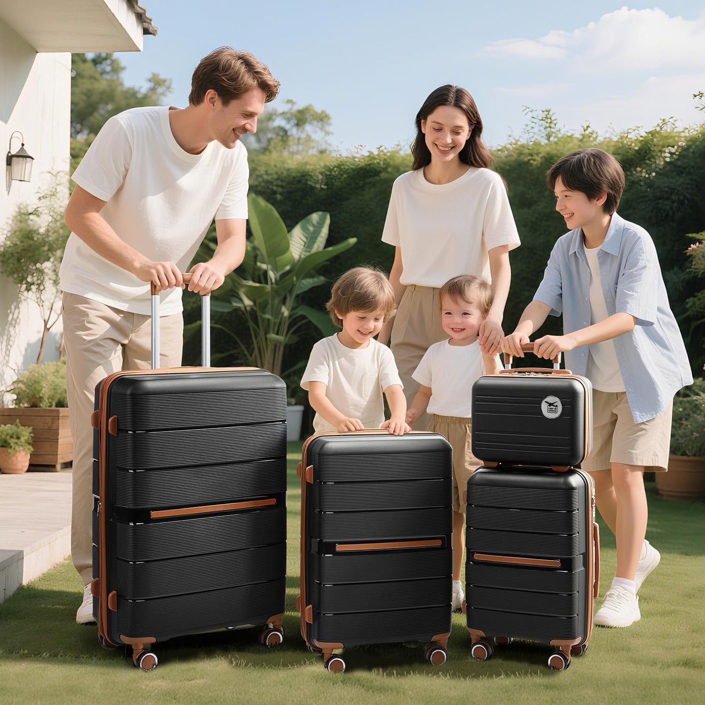 4-Piece Hardshell Luggage Set with TSA Locks, Expandable Suitcases and Silent Spinner Wheels - Vibrant Colors for Easy Identification (14/20/24/28 Inch) - Family Travel Suitcase Sets