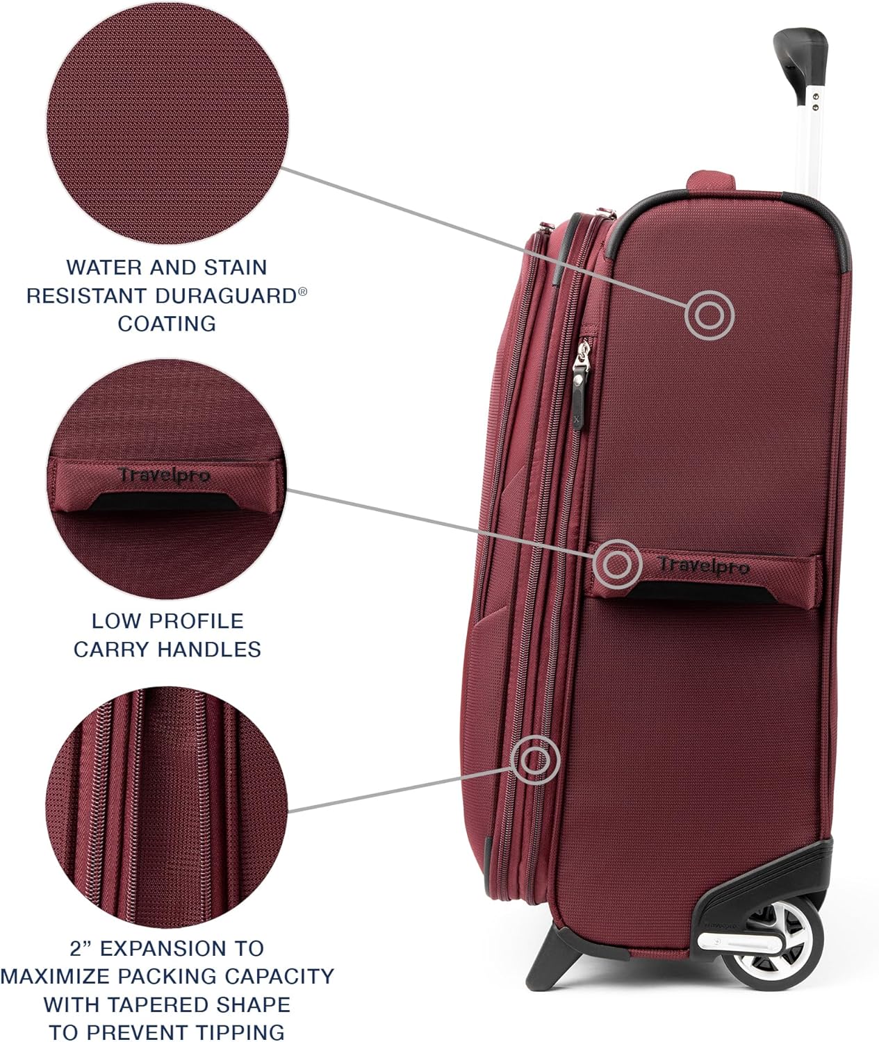 Travelpro Maxlite 5 Softside Expandable Upright 2 Wheel Carry-on Luggage, Lightweight, 22-Inch — Burgundy