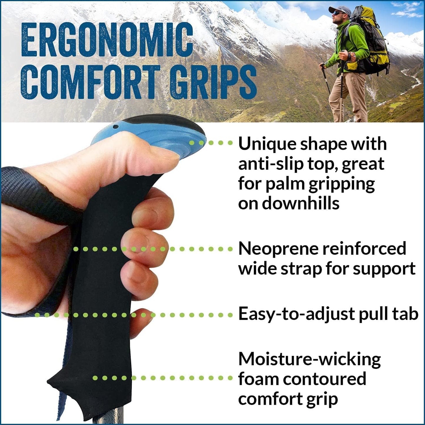 York Nordic Ultralight Folding Walking Poles - Travel Ready - with Rubber Feet, Baskets, and Bag