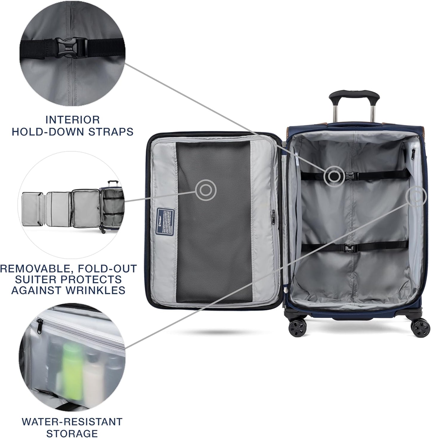 Travelpro Crew Classic Lightweight Softside Expandable Checked Luggage, 8 Wheel Spinner Suitcase, TSA Lock, Men and Women, Checked Medium 25-Inch, Patriot Blue