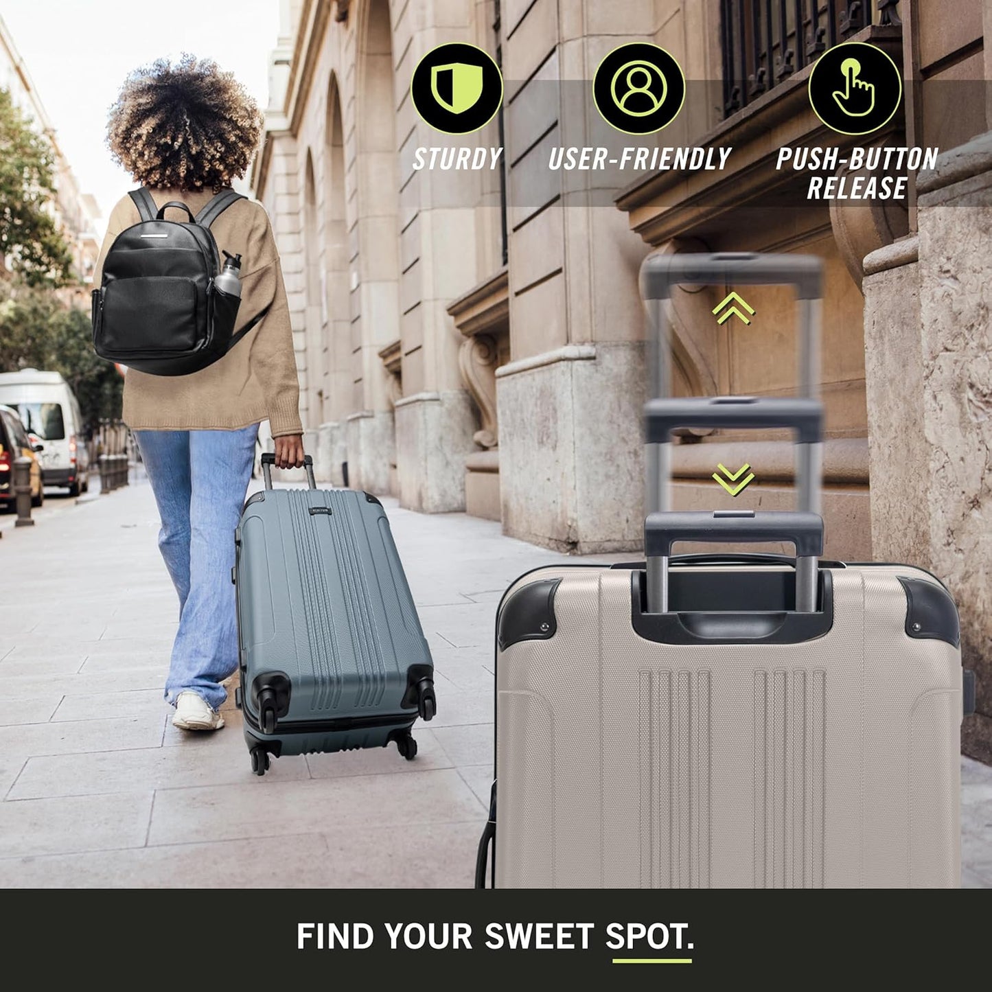 Kenneth Cole REACTION Bounds Lightweight Hardshell 4-Wheel Spinner Luggage, Mushroom, 28-Inch Checked