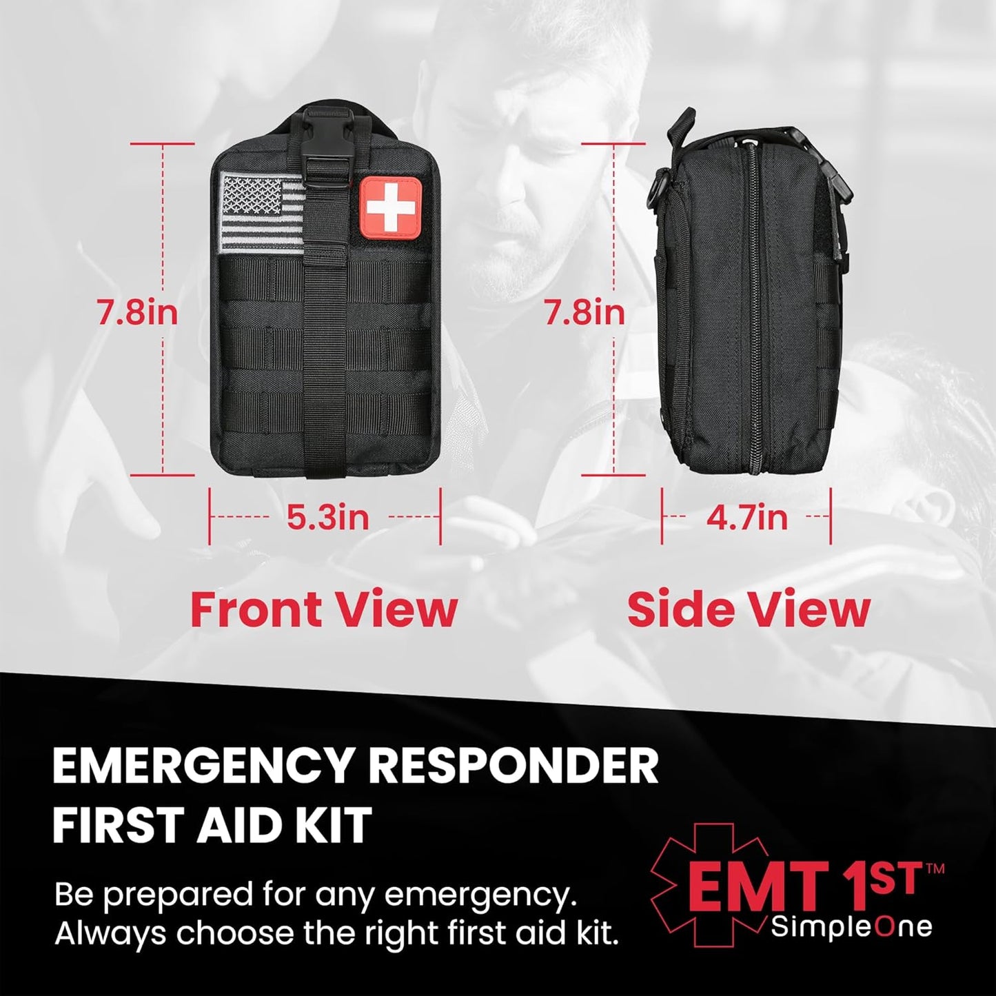 EMT 1st 250 Pcs Emergency Responder First Aid Kit with 30 Unique Items & Mylar Blankets Large First aid kit for car, Travel & Home - Emergency Bag for Hiking, Camping, Backpacking and Outdoor