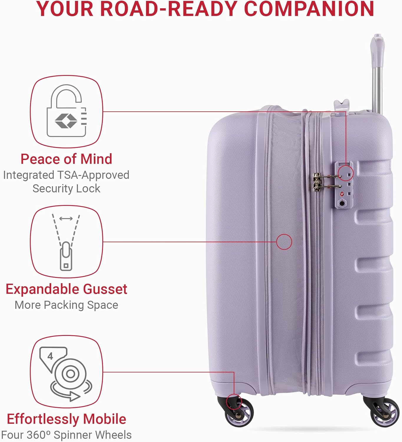 SwissGear 7366 Signature Hardside Expandable Luggage with Spinner Wheels, TSA Lock, Cup-Holder, Evening Haze, Carry-On 19-Inch