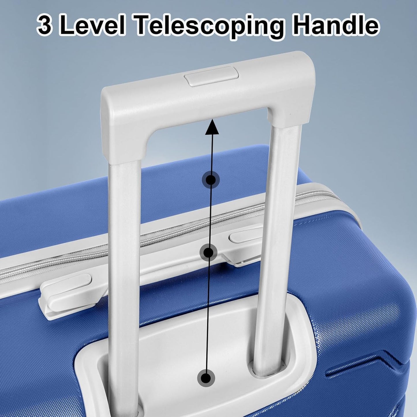 Romswi 3 Pcs Carry On Luggage Sets,20'' Lightweight PC+ABS Hardshell Luggage with TSA Lock 8 Spinner Wheels, Durable Suitcase Sets with Duffel Bag,Navy