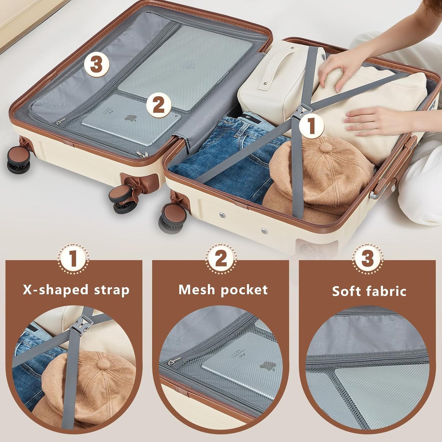 Luggage Sets Lightweight Hard Shell Suitcases with Spinner Wheels for Family Travel - Durable PC+ABS Material Carry On Luggage YKK Zippers (Gray, 6 Piece Sets (18/20/24/28/DB/TB))