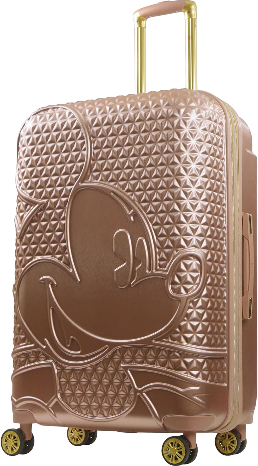 FUL Disney 30 Inch Rolling Luggage, Hardshell Suitcase with Spinner Wheels, Mickey Mouse-Rose Gold