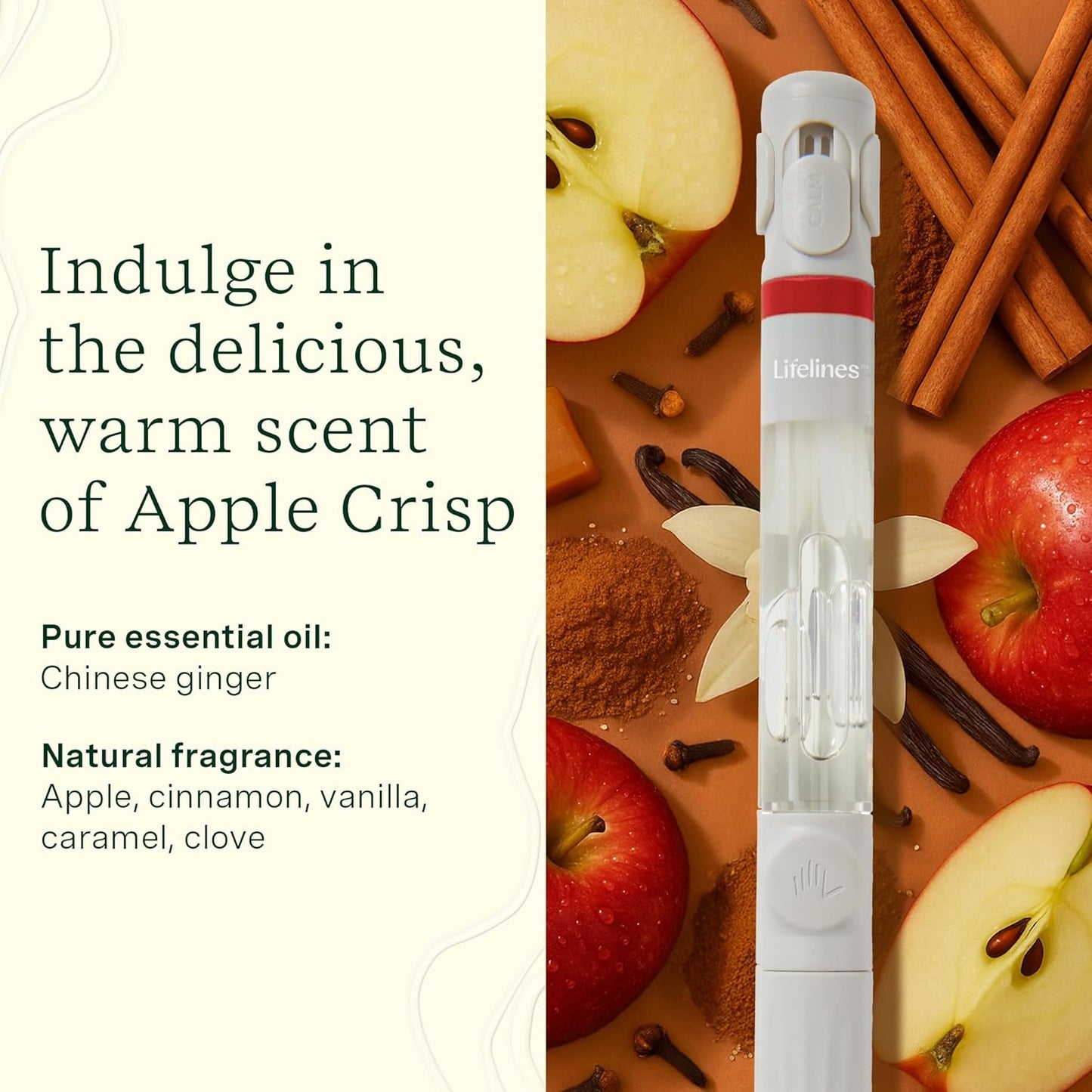 Lifelines Pen Diffuser Set, Apple Crisp - 1mm Black Ballpoint Pen with Scented Essential Oil Blend & 2 Ink Refills – Aromatherapy Diffuser & Sensory Immersion Diffuse Aroma As You Write