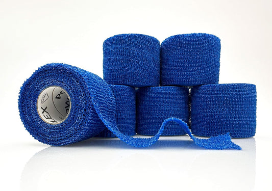 PowerFlex – Self-Adhering Sports Wrap for Injury Prevention & Post-Injury Stability – Medical-Grade, Sweat & Water Resistant First Aid Wrap for Athletes - Blue, 2 inch, 6 Rolls