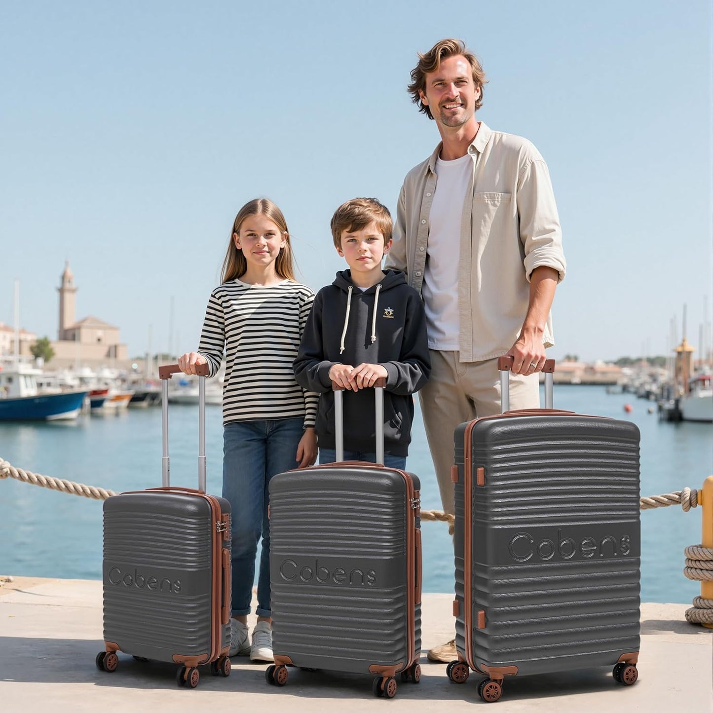 5 Piece Luggage Sets with Spinner Wheels and Tsa Lock, Hardshell ABS Suitcase Set, Lightweight Hardside Waterproof Travel Suitcases for Men Women, 20", 24", 28" Gray