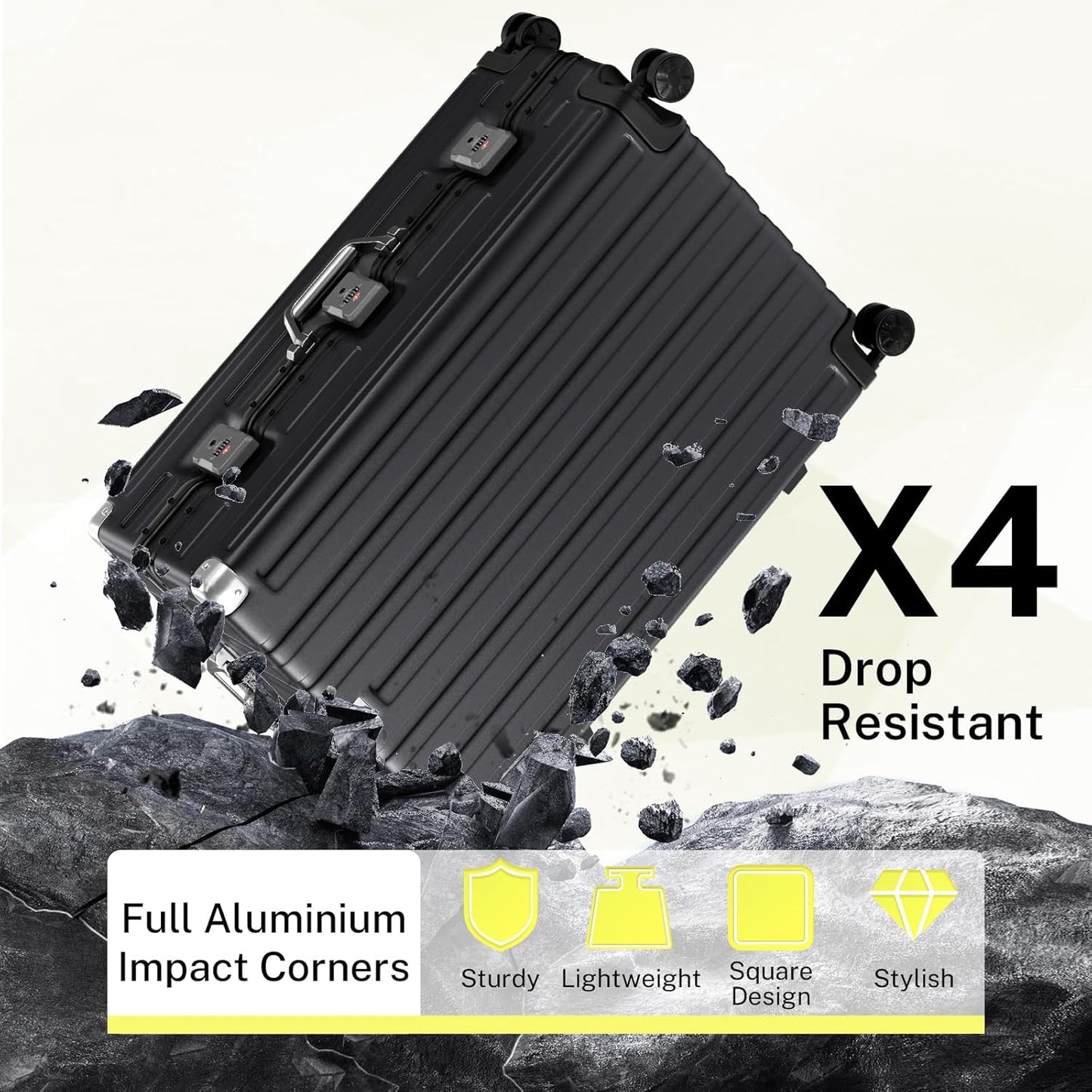 Krute Luggage Set 2 Pieces 20 28 Inch Aluminum Frame Carry on Luggages TSA Lock No Zipper Checked Suitcase with Spinner Wheels Lightweight PC Shell Hardside Suitcases