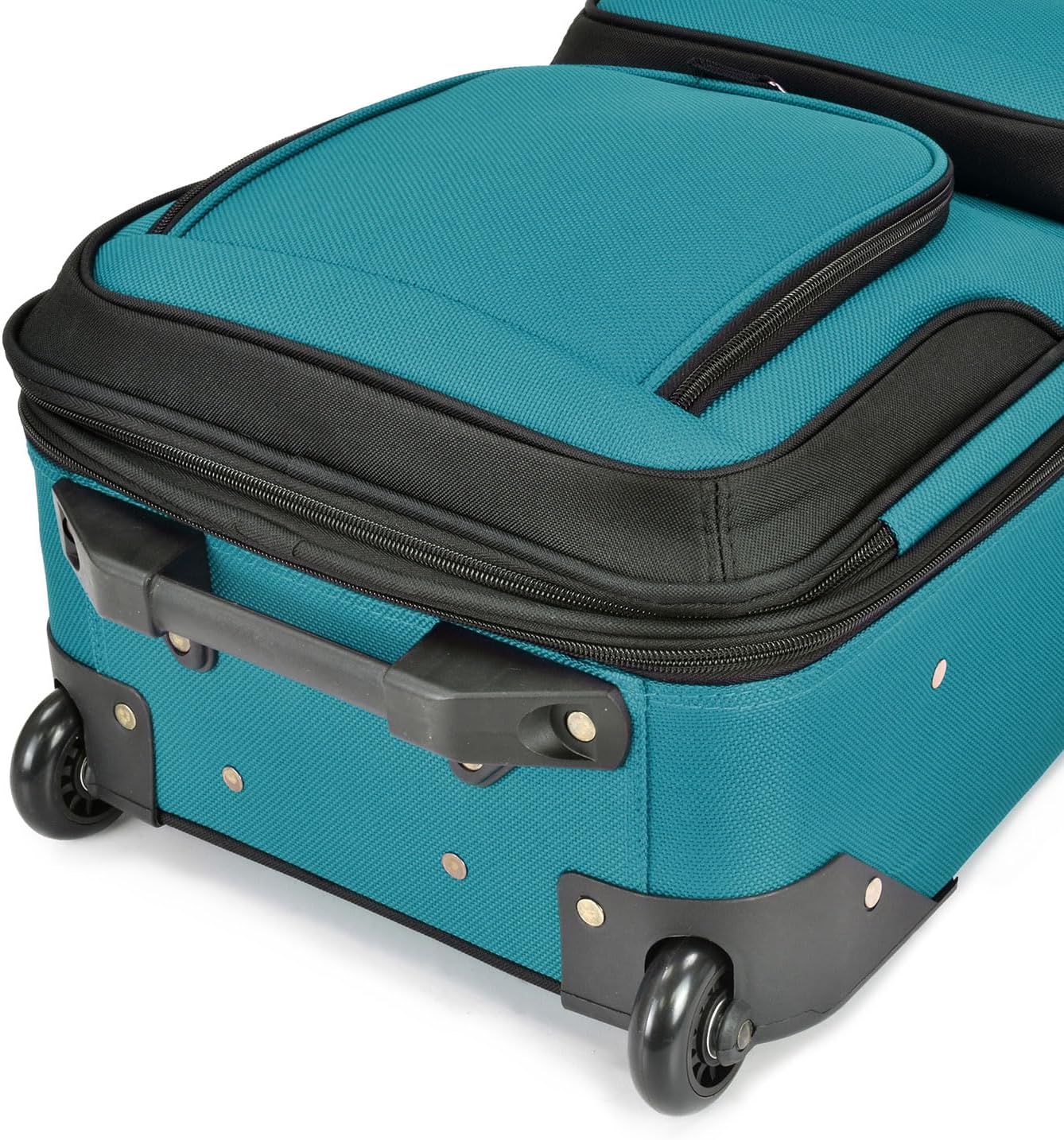 U.S. Traveler Lightweight Rolling 21" Carry On Luggage Softside Suitcase, Teal, 2-Wheel Single
