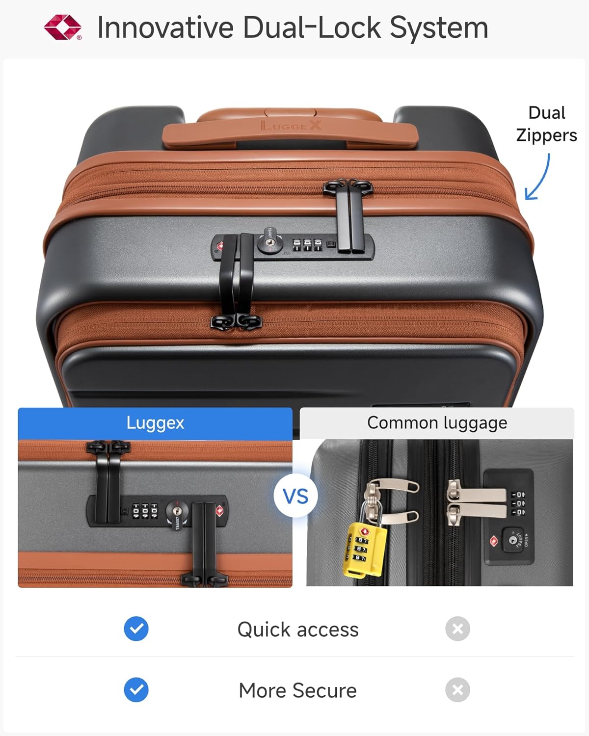 Carry On Luggage 22x14x9 Airline Approved, FLO5 Expandable Polycarbonate Suitcase with Front Pocket (FX-Core, Brown-Black, 20 Inch)