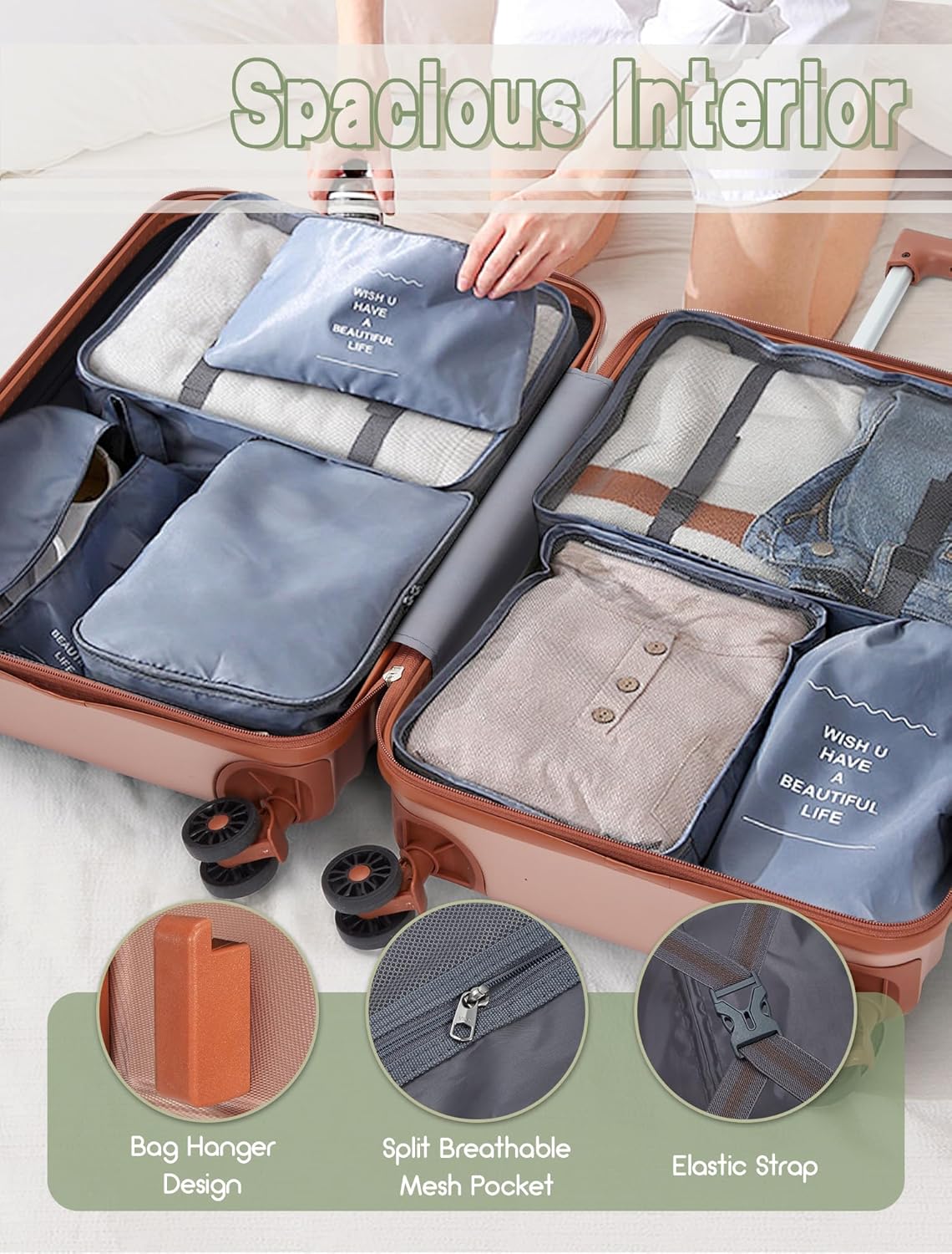 Luggage Sets 5 Piece, Suitcases with Wheels, Hardshell Suitcase Set, ABS Carry on Luggage Set with TSA Lock, Travel Luggage