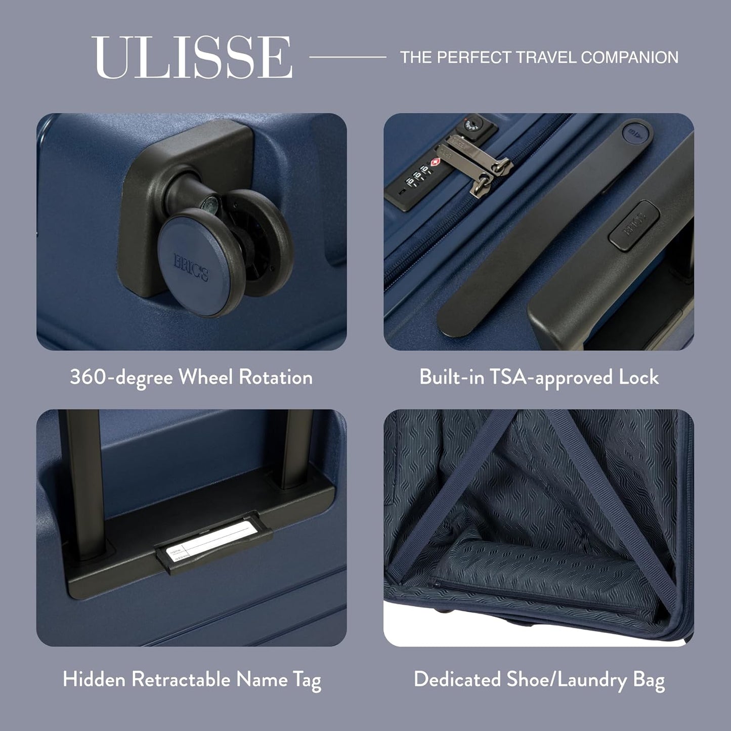 Bric's B|Y Ulisse Spinner Suitcase, Expandable Hard Shell Luggage with TSA Lock and Smooth 360° Wheels 28" – Ocean Blue