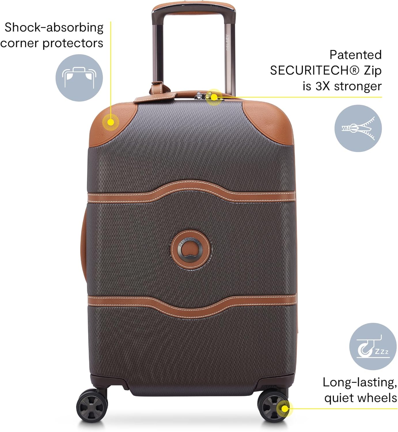 DELSEY PARIS Chatelet Air 2.0 Hardside Luggage with Spinner Wheels, Chocolate Brown, Carry on 20 Inch