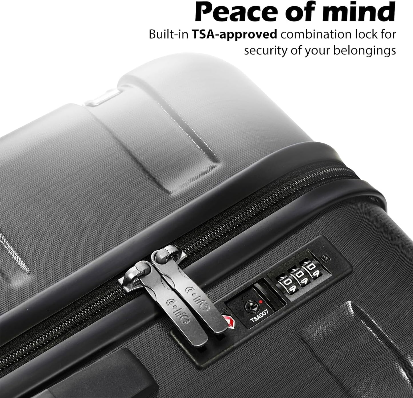 Coolife Luggage PC+ABS Hardshell Suitcase with TSA Lock, Spinner Checked Lightweight (Charcoal, 24in)