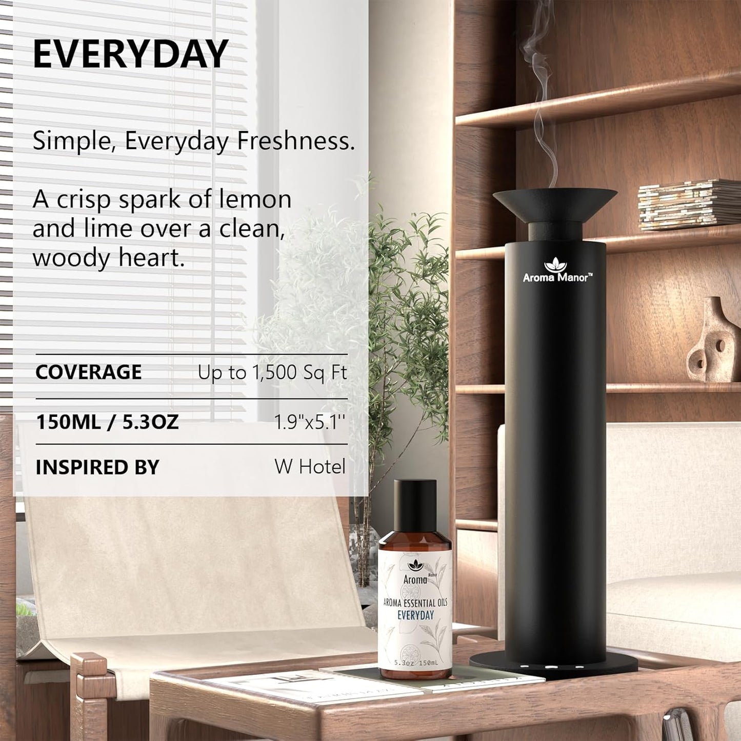 Hotel Scent Diffuser - Everyday Essential Oils for Scent Diffuser - Lemon, Lime,Citron, Guaiac Wood, Tea Leaves - Home Luxury Scents Aroma Fragrance for Home, Office