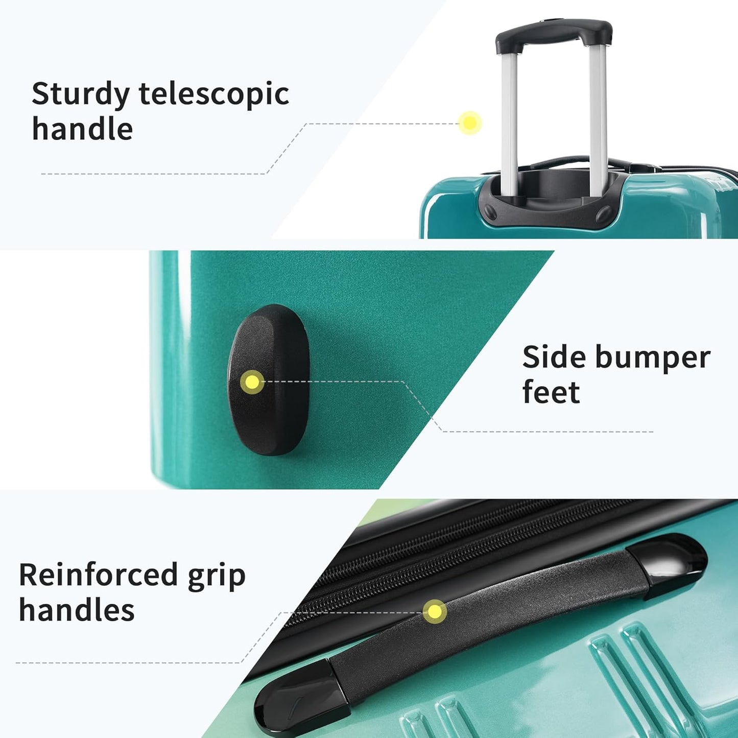 Merax Luggage Sets 3 Piece, Hardside Expandable Suitcase Set with Spinner Wheels, Lightweight Gradient Color Luggage 20+24+28 IN,Green+Yellow