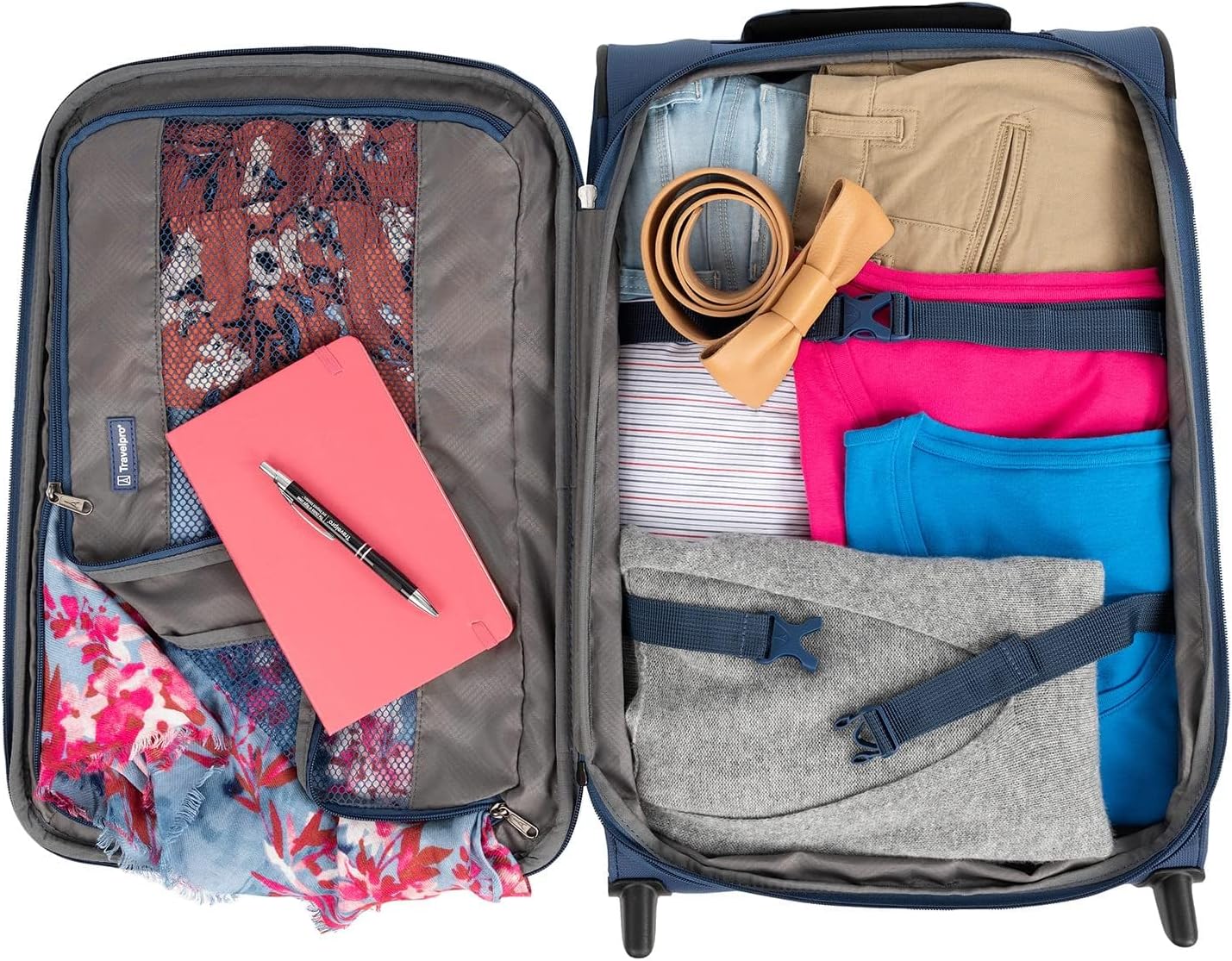 Travelpro Tourlite Softside 22" Expandable Carry-On Rollaboard (2-Wheel) Lightweight Luggage, Blue Suitcase