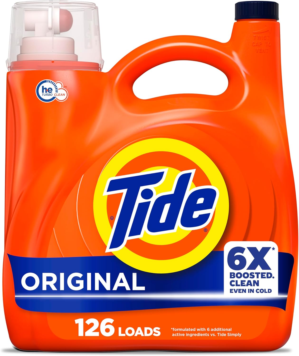 Tide Liquid Laundry Detergent, Original Scent, 126 Loads, 158 fl oz, Boosted Clean even in cold water, laundry soap, concentrated liquid detergent
