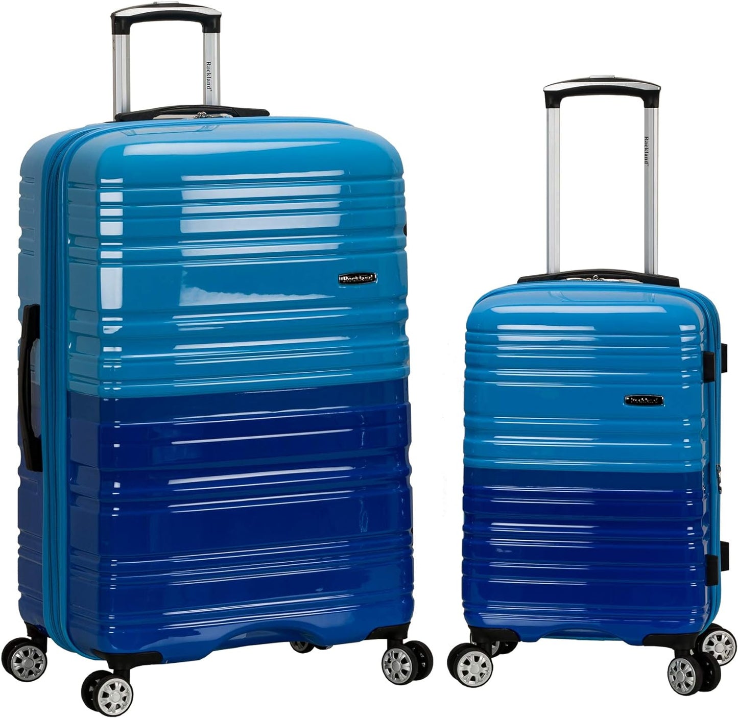 Rockland Melbourne Hardside Expandable Spinner Wheel Luggage, 2TONEBLUE, 2 Piece (20"/28")