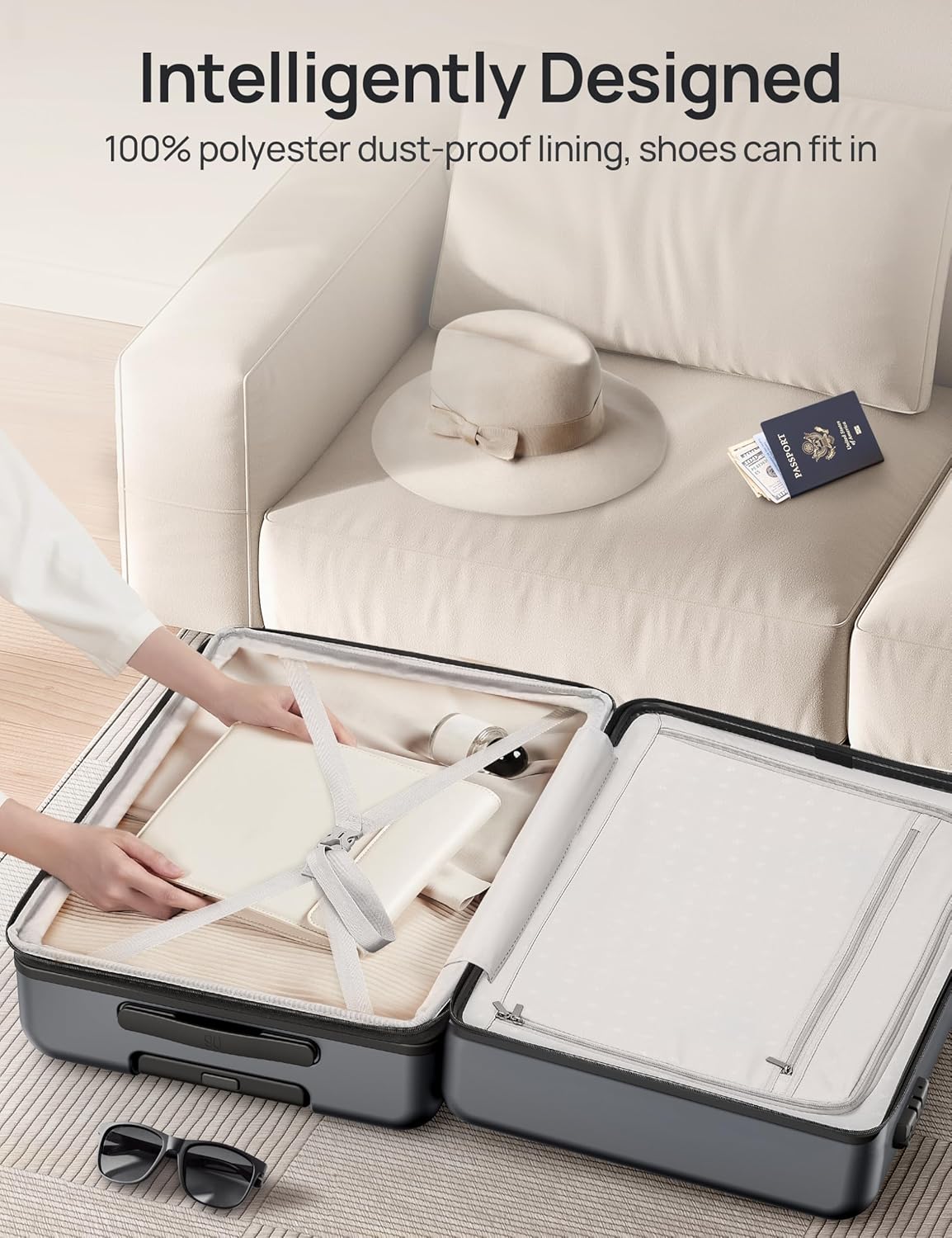 NINETYGO Large Checked Luggage 28 Inch, Checking In Luggage with Smooth Spinner Wheels, Expandable, Hard Shell PC Suitcase, Lightweight Travel Luggage, TSA Approved (Grey, Rhine Max)