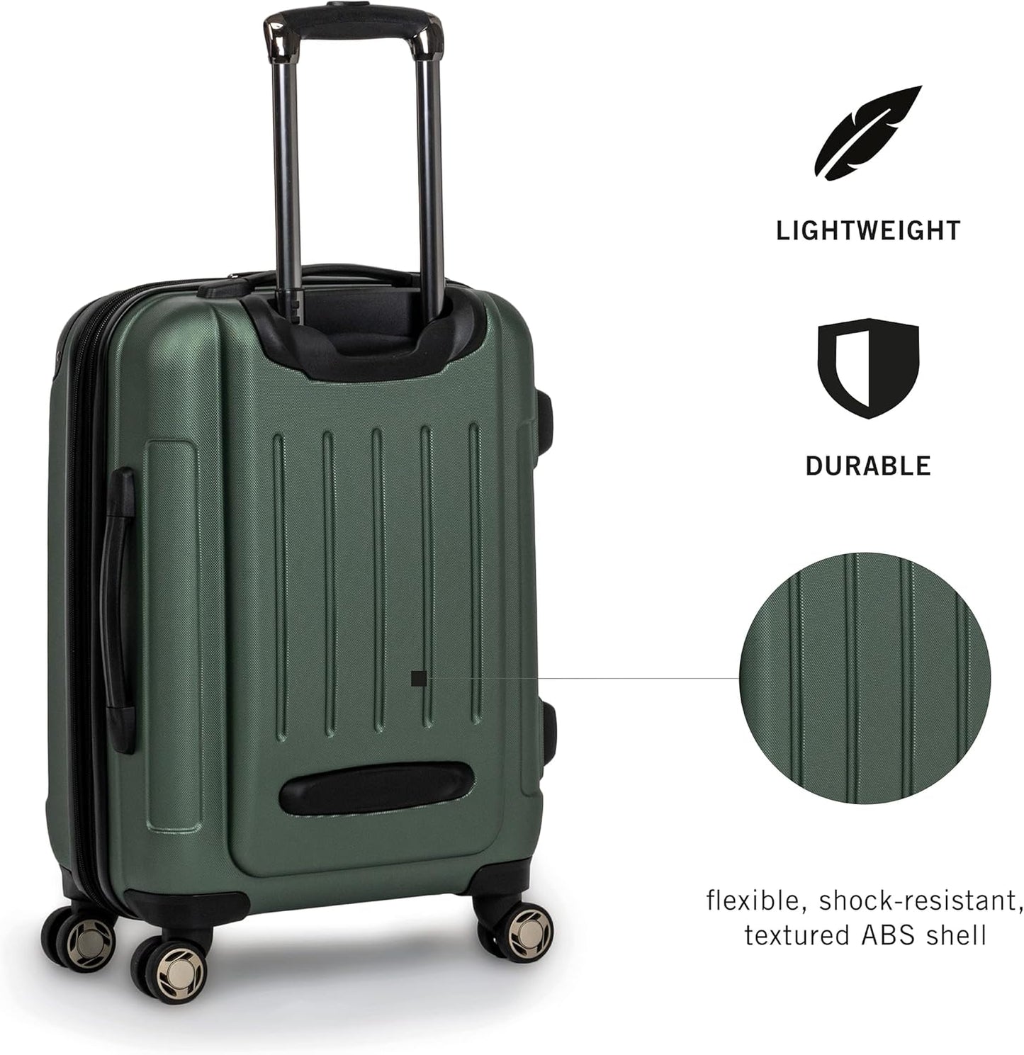 Kenneth Cole REACTION Renegade Luggage Expandable 8-Wheel Spinner Lightweight Hardside Suitcase, Cilantro, 3-Piece Set (20"/24"/28")