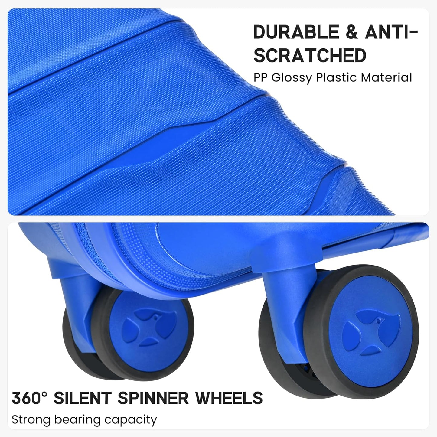 MGB 28 Inch Large Checked Luggage: PP Lightweight Trolley Travel Case - Check In Luggage with TSA Lock, Ultramarine Blue