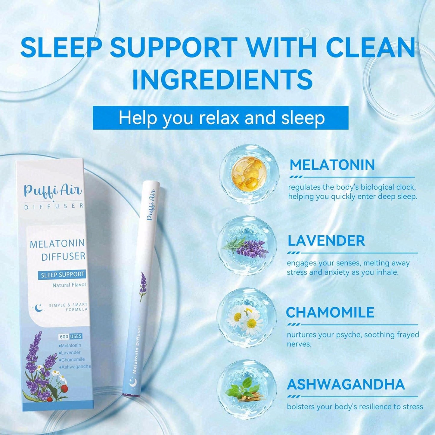 Herbal Diffuser Duo with Melatonin, Guarana & More丨Day & Night Harmony Duo for Calm Sleep & Energy Boost Support - 600 Uses Per Stick