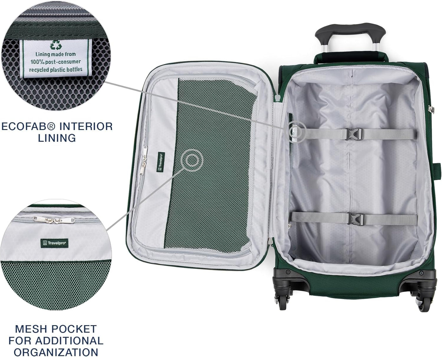 Travelpro Maxlite 5 Softside Expandable Luggage with 4 Spinner Wheels, Lightweight Suitcase, Men and Women, International, Forest Green, Carry-on 21-Inch