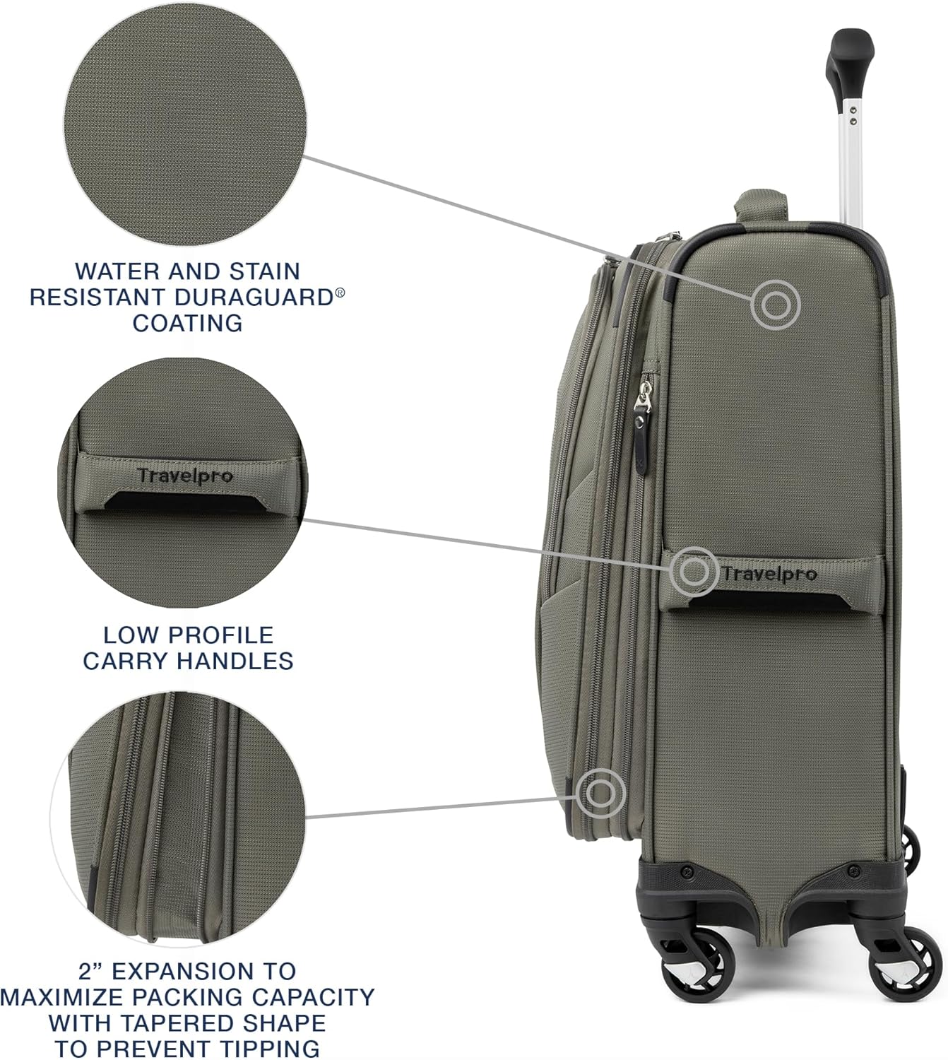 Travelpro Maxlite 5 Softside Expandable Luggage with 4 Spinner Wheels, Lightweight Suitcase, Men and Women, International, Slate Green, Carry-on 19-Inch