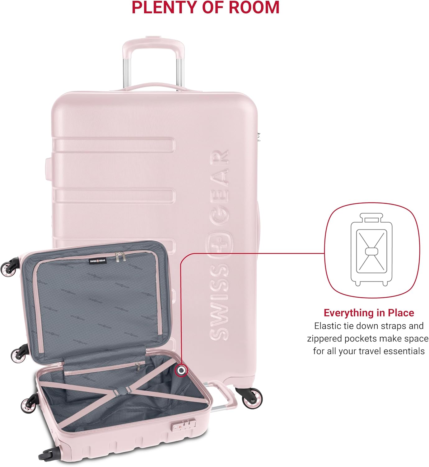 SwissGear 7366 Hardside Expandable Luggage with Spinner Wheels, Pink, 2-Piece Set (19/27)
