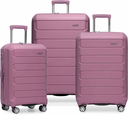 Traveler's Choice Pagosa Indestructible Hardshell Expandable Spinner Luggage, Mauve, 3-Piece Set (22/26/30)