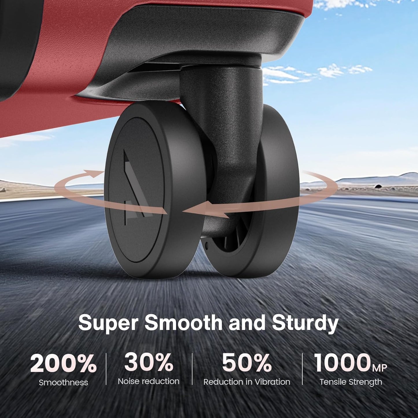 SHOWKOO Luggage Sets 3 Piece Hardside Expandable Lightweight PC Suitcase Sets with Double Spinner Wheels TSA Lock, Wine Red