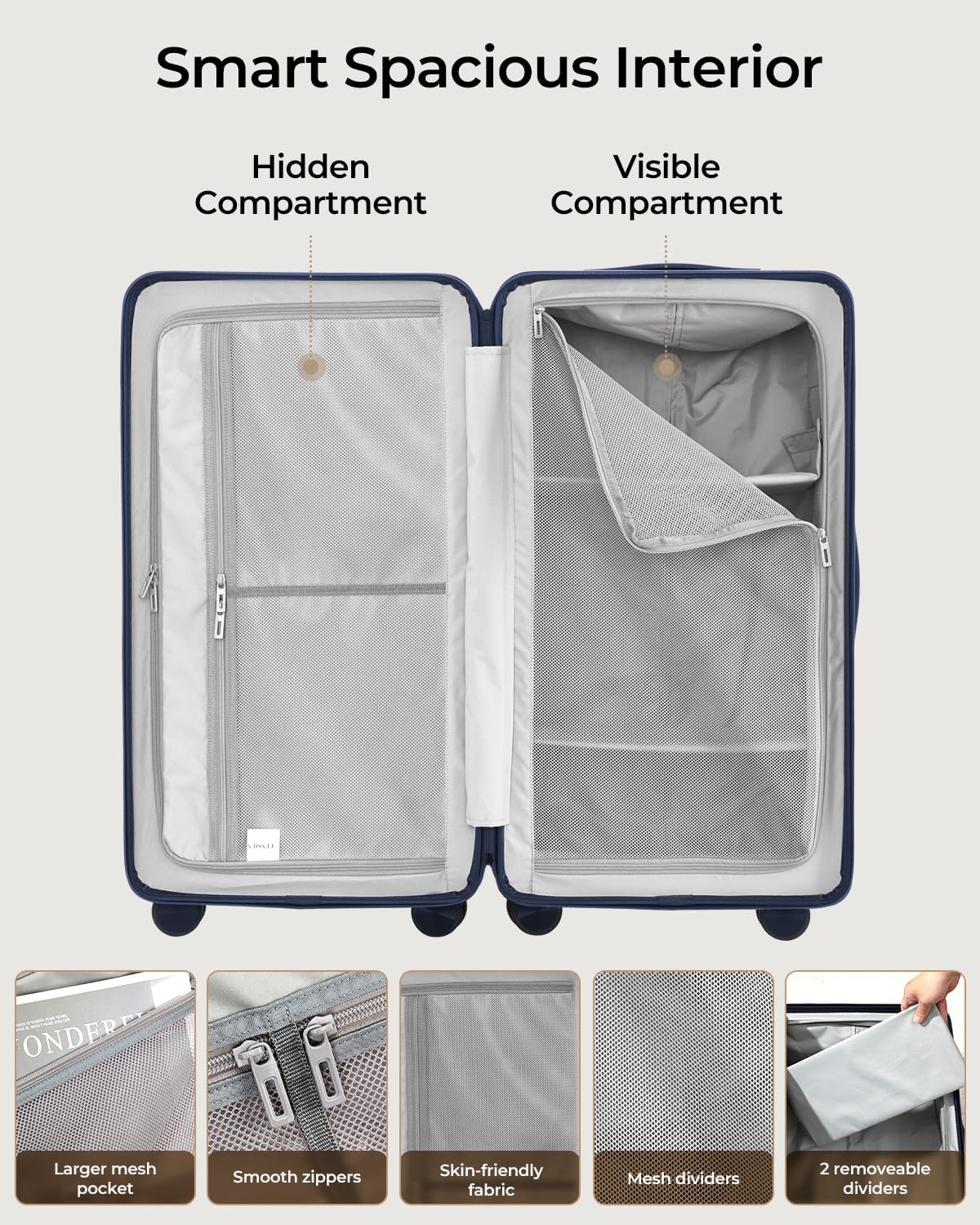 Trunk Luggage, 28 Inch Checked Luggage with Spinner Wheels, Lightweight PC Hard Shell Large Suitcase with TSA Lock, Removable Dividers (Blue, 1PC)