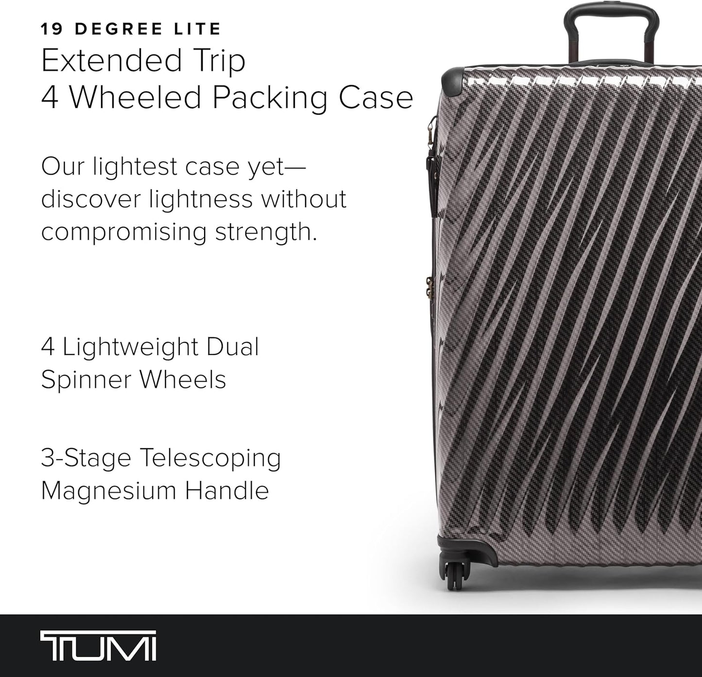 TUMI - 19 Degree Lite 4 Wheel Luggage - Lightweight and Highly Durable, Modern Contour, Hard Shell Men's and Women's Suitcase - 30" Extended Trip Packing Case, Black Graphite