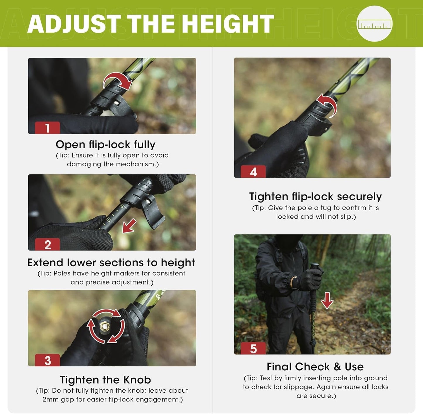 Alocs Lightweight Walking Stick - 7075 Aluminum Hiking Stick - Collapsible Trekking Hiking Pole with Flip Locks and EVA Grip - Backpacking Gear for Camping, Climbing, Emergency