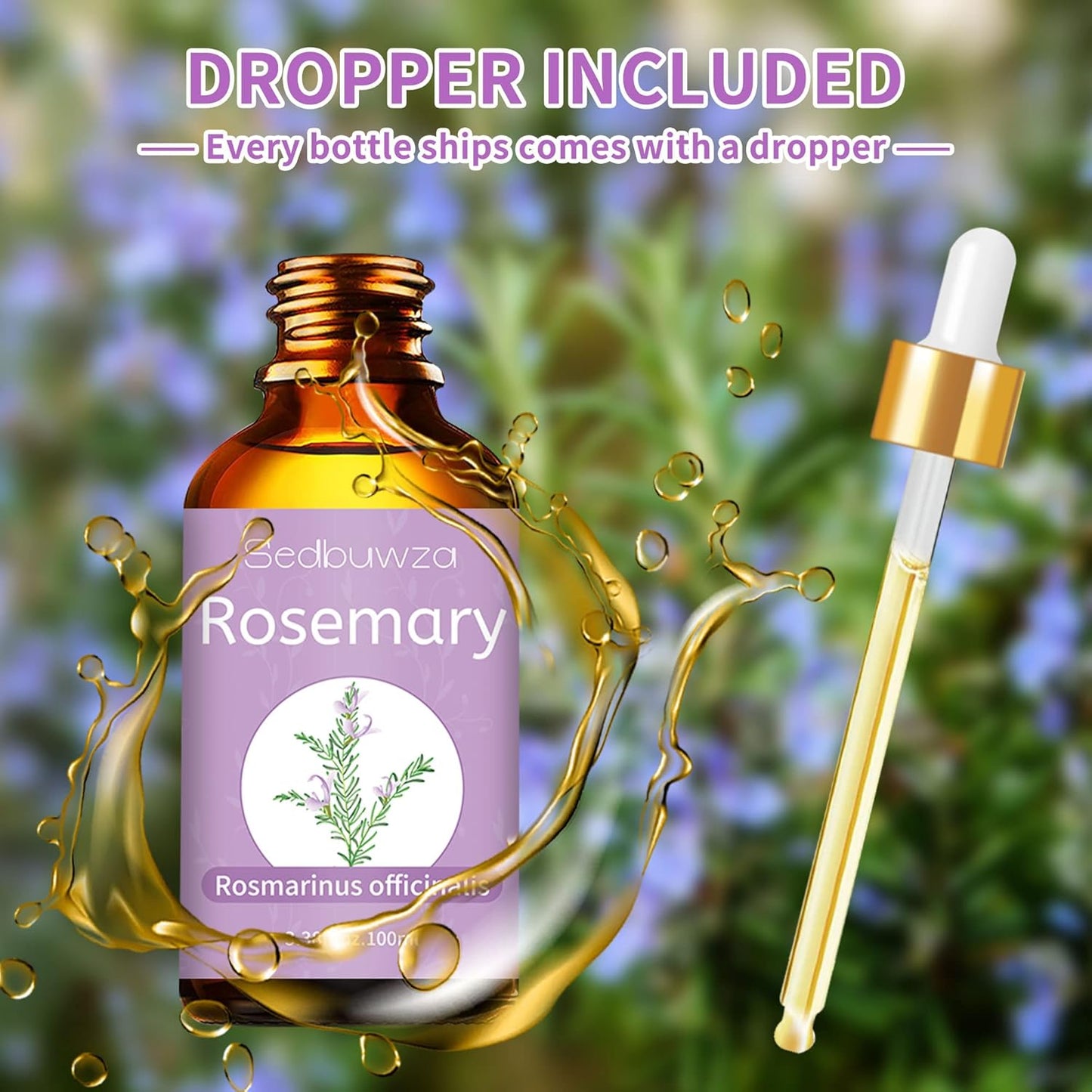 Sedbuwza Rosemary Essential Oil, Rosemary Oil 100% Pure Natural Rosemary Fragrance Oil for Massage Diffuser Humidifier Candle Soap Aromatherapy Making - 3.38 OZ