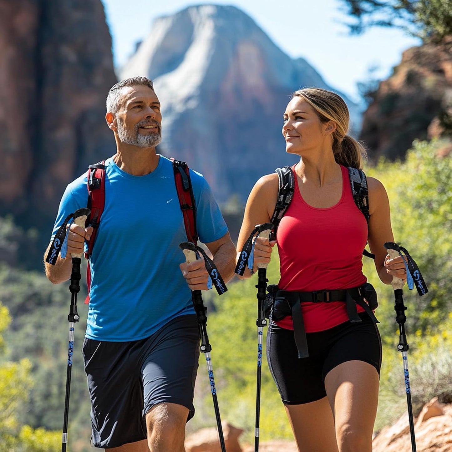 Walking Sticks for Men & Women - 14.5" Foldable Hiking Poles for Backpacking, Exercising and Traveling, Set of 2 Aluminum Nordic Collapsible Trekking Poles