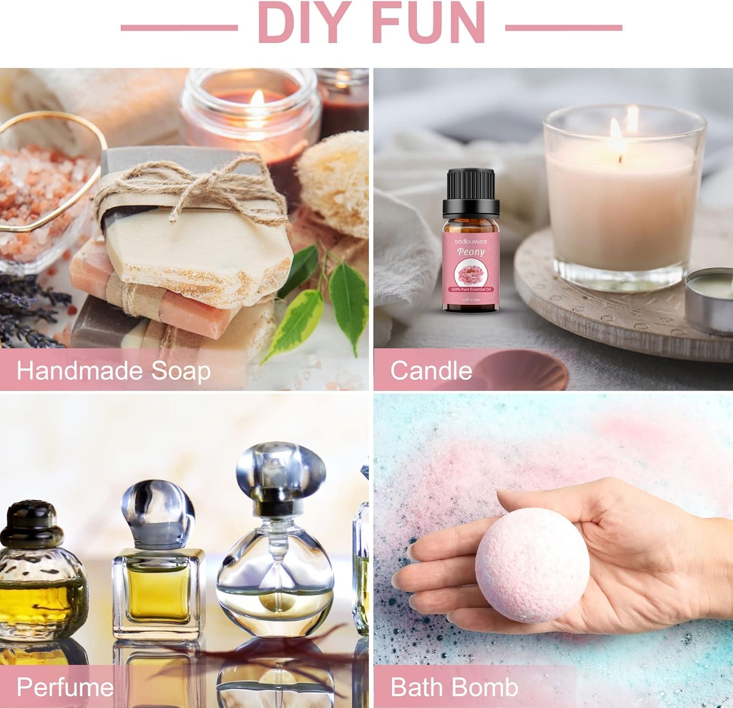 Sedbuwza Peony Essential Oil, Pure Organic Peony Fragrance Oil for Diffuser, Humidifier, Soap, Candle, Perfume