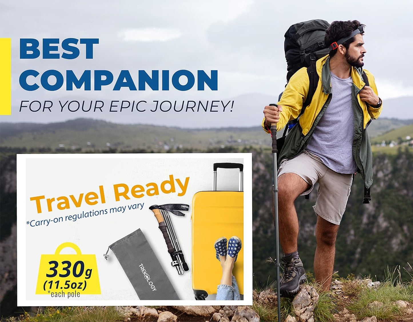 TREKOLOGY Trek-Z Cork Grip Trekking Poles – Lightweight Folding Hiking Poles, Adjustable Height, Compact Travel Design, Aircraft-Grade Aluminum Walking Sticks for Men & Women