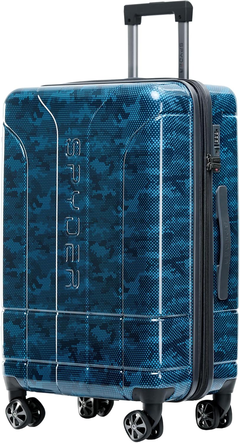 Spyder Matrix 25 Inch Medium Checked Luggage Expandable Hardside Upright Suitcase with 360° Spinner Wheels, TSA Approved Lock, Blue