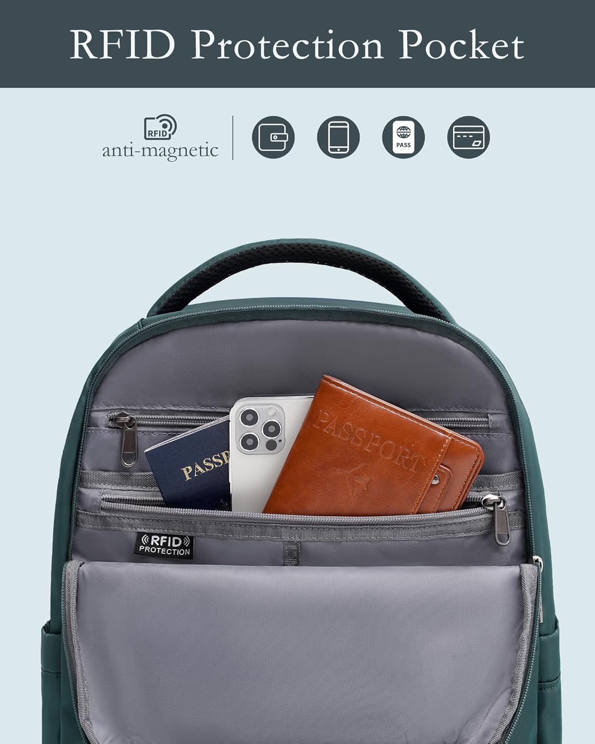 Coolife Luggage Sets 3 Piece, 20In Carry On Luggage with Spinner Wheels PC Hardside Suitcase Set with Travel Backpack (Teal blue, Backpack/TB/20)